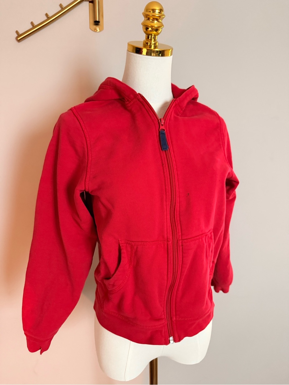 Hanna Andersson Red Zip-Up Hoodie, Size 140 (8–10Y)